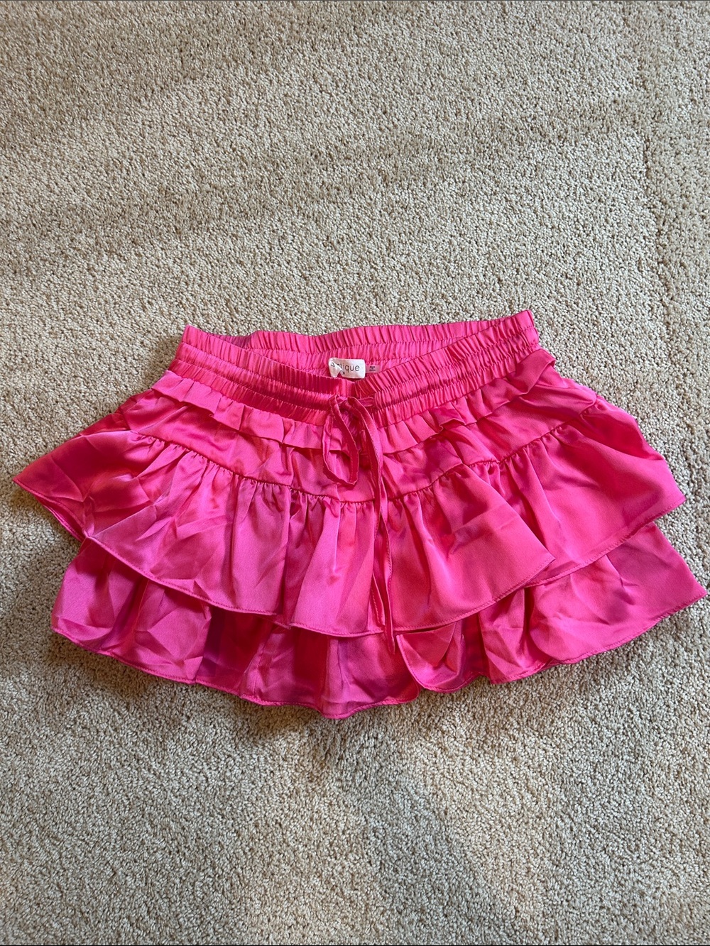 Vestique Hot Pink Tiered Ruffle Mini Skirt